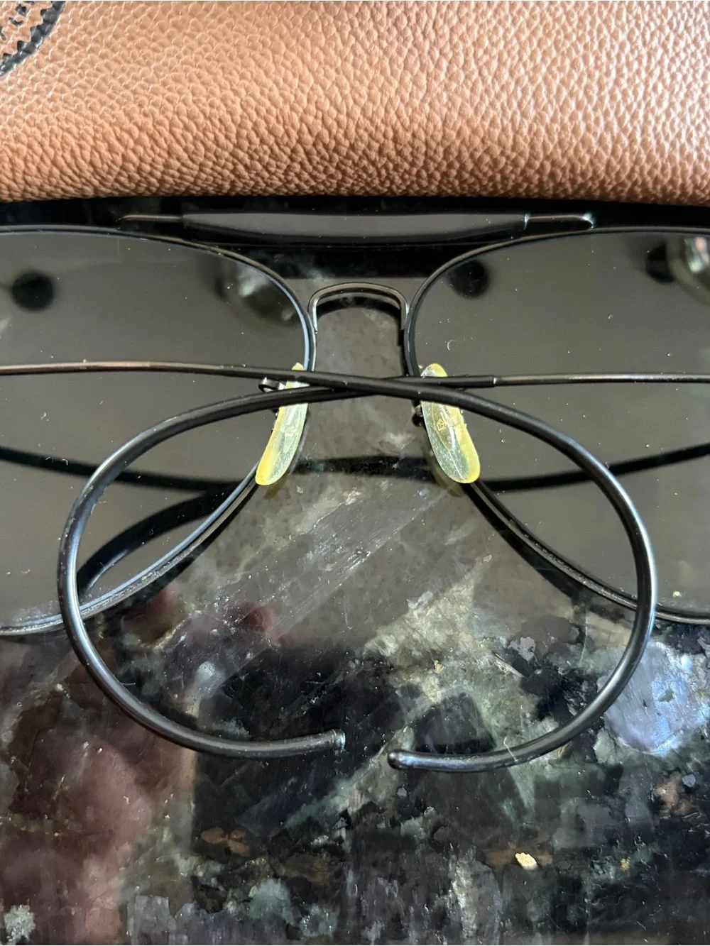 Ray-Ban Black Aviator Sunglasses with Tan Case